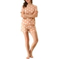 thumbnail image 5 of INSPIRE CHIC Women's Pajama Sets Sleepwear Cute Polka Dots Short Sleeve Nightwear Orange Pink X-Large, 5 of 7