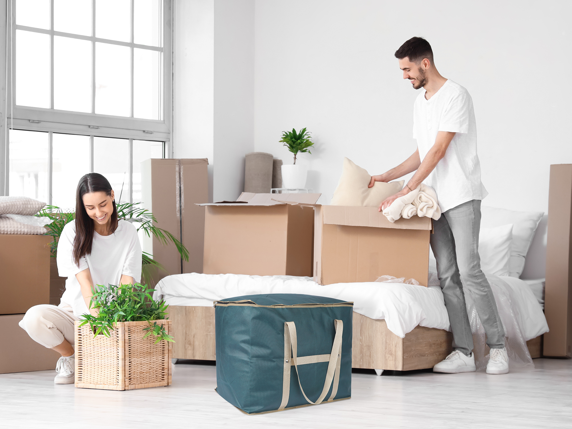 Unique Bargains 1 Pack Clothes Storage Bags Moving Bags Army Green 24*20*16in