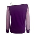 thumbnail image 3 of Xutthjh Women Lightweight Pullover Long Sleeve Top Rhinestone Net Yarn Sequin Design Off Shoulder Top Fall Winter Casual Wear Strap Shirt Blouse Autumn Clothing, 3 of 4