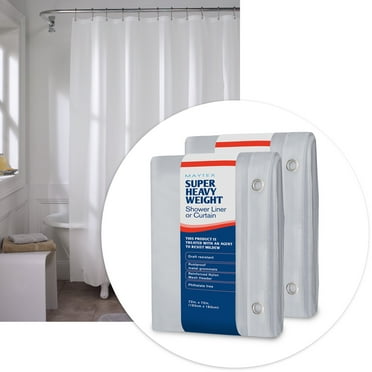 Maytex Premium Frosty Super Heavyweight Solid Print Vinyl Shower Curtain Liner, 72" x 72", Pack of 2