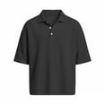 thumbnail image 4 of IWRICH Men's Polo Shirts Short Sleeve Polo Shirts Loose Fit Casual Collared Shirt Textured Knit Workout Tops Black L, 4 of 4