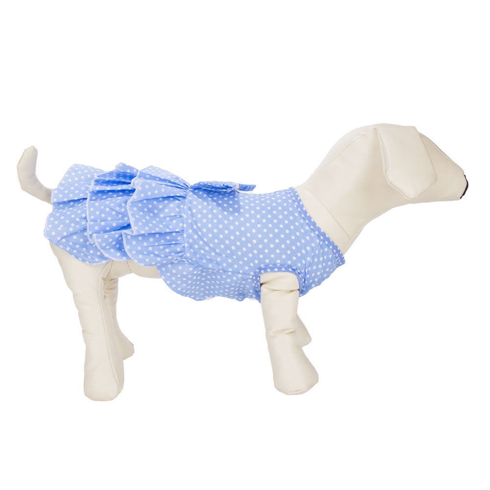 CUECUEPET Blue with White Polka Dots Casual Everyday Dress for Female / Girl Dogs and Puppies [Multiple Sizes Available]