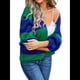thumbnail image 1 of Suéteres Tipo Cárdigan Corto de Larga para Mujer, Otoño 2025, con Bloques de Color, Frente Abierto, Prendas de Punto Sueltas e Informales. Azul XL, 1 of 10