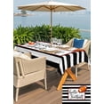 thumbnail image 5 of Outdoor Tablecloth with Umbrella Hole for Patio/Picnic/Party/Camping, Black White Striped Waterproof Table Cloth Rectangle Table Cover Washable, Football Stripes Farmhouse Art (60"x 84"), 5 of 8
