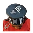 thumbnail image 4 of White and Black African Hand Woven Kente Kufi Hat with Faux Leather, 4 of 4