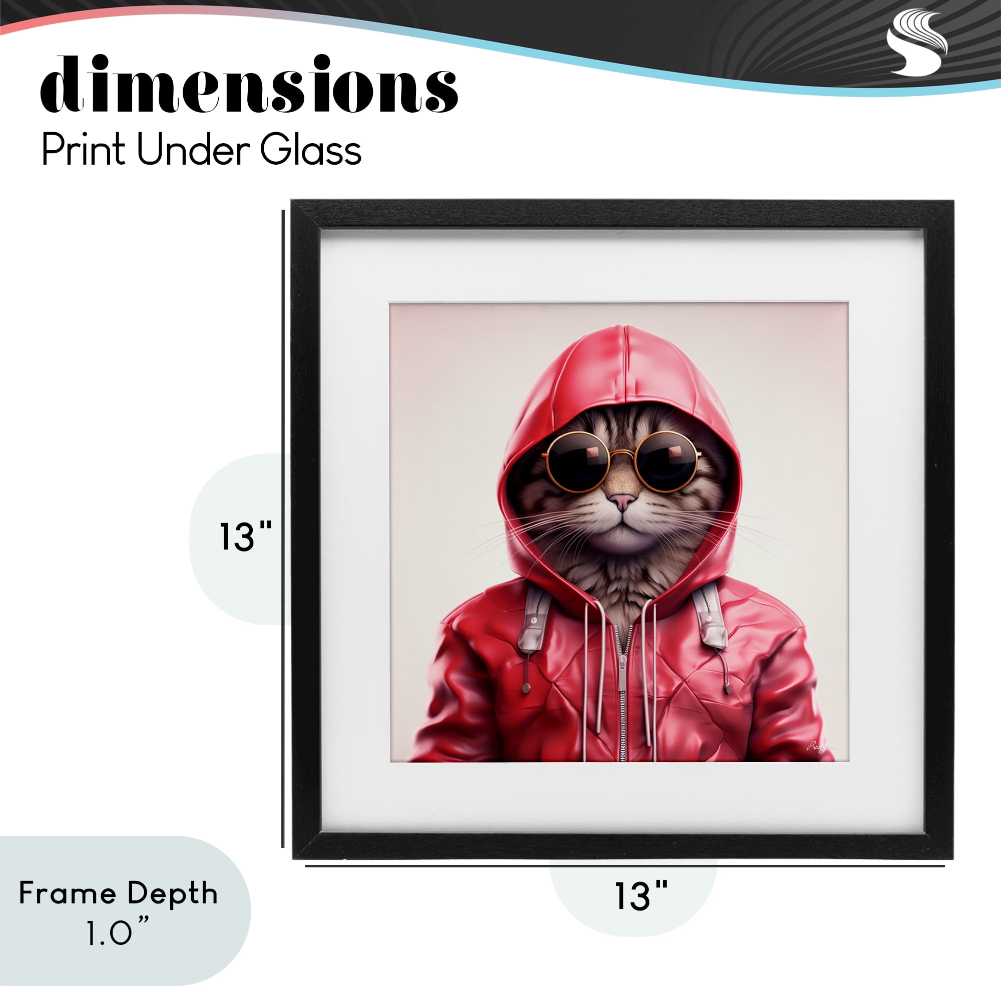 Stupell Industries Hipster Cat in Stylish Jacket Black Framed Print Under Glass, design by Roozbeh