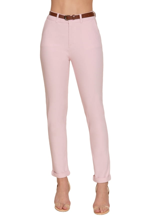 Women's Cotton Spandex Twill Long Pants with Belt