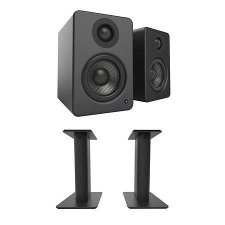Kanto YU2 PC Gaming Desktop Speakers with 3" Composite Drivers - Matte Black (Pair) with Kanto SP9 9" Fixed-Height Desktop Stands - Black (Pair) (2022)