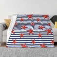 thumbnail image 1 of Fotbe Starfish Navy Blue Stripe Manta de Franela con Estampado, Manta Ultrasuave para Cama, Sofá, Auto, Hipoalergénica y Antibolitas-50"x40", 1 of 6