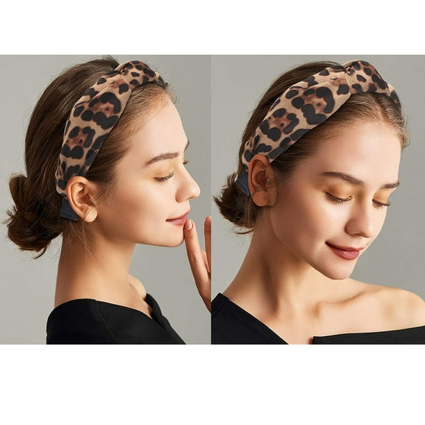 3 Pcs Knotted Headbands for Women, HTAIGUO Leopard Print Headband