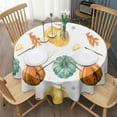 thumbnail image 3 of Fall Leaves Pumpkin Round Tablecloth 60" X 60",Wrinkle Wipeable Table Cloth for Kitchen Dining Room Picnic Patio Party, 3 of 6