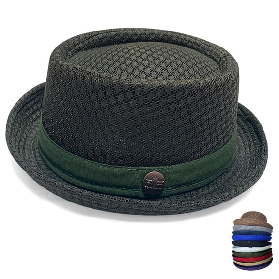 Pork Pie Hat for Men Women, Breathable Mesh Summer Fedora Hat