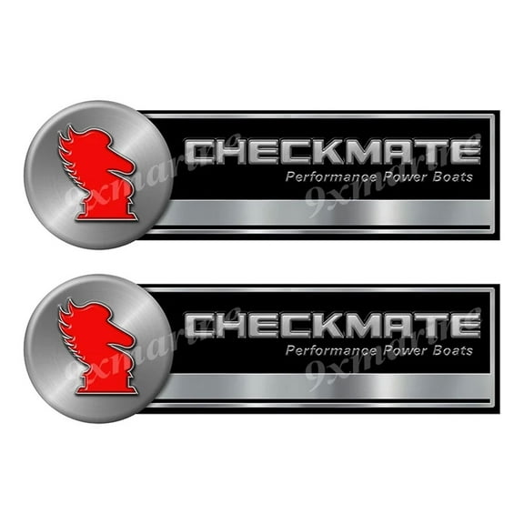 Two Checkmate 80s Classic Stickers - 10" long each