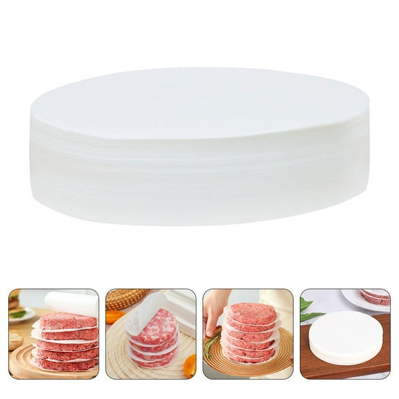 MLINS 100 Pcs Burger Patty Papers Round Patty Papers Baking Parchment Paper Rounds Hamburger Patty Papers For Separating Burger Patty Cookies And More 11cm