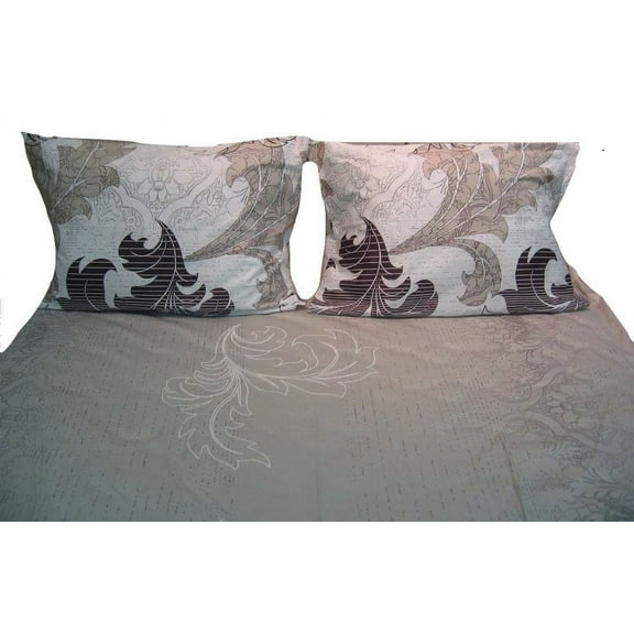 DaDa Bedding Jacquard Paisley Floral Leaves Flat Sheet & Pillow Cases Set - Twin 2-Pieces