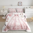 thumbnail image 2 of Ensemble de Couette Robe Girly Rose Simple Mode Moderne Robe Femme Literie Tour Eiffel Paris Literie Ensembles de Couette Pois Dorés Insert de Couette Filles Talons Hauts Noirs Imprimé Maquillage Romantique Couette, 2 of 6
