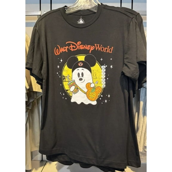 2025 Disney World Parks Halloween Ghost Mickey Ears Black Adult Shirt XL X-Large