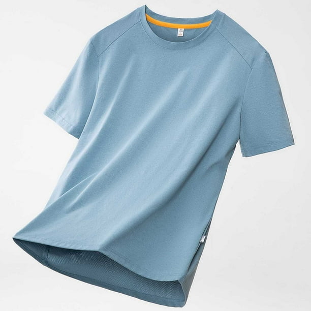 Tops para hombre, blusas y camisas de manga corta con cuello redondo para hombre, blusas casuales elásticas deportivas de color liso para hombre, blusas de manga corta con cuello redondo para hombre,