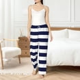 thumbnail image 5 of Uemuo Navy Blue And White Stripes Pattern Women's Wide Leg Palazzo Lounge Pants with Pockets Light Weight Loose Comfy Casual Pajama Pants-Medium, 5 of 9