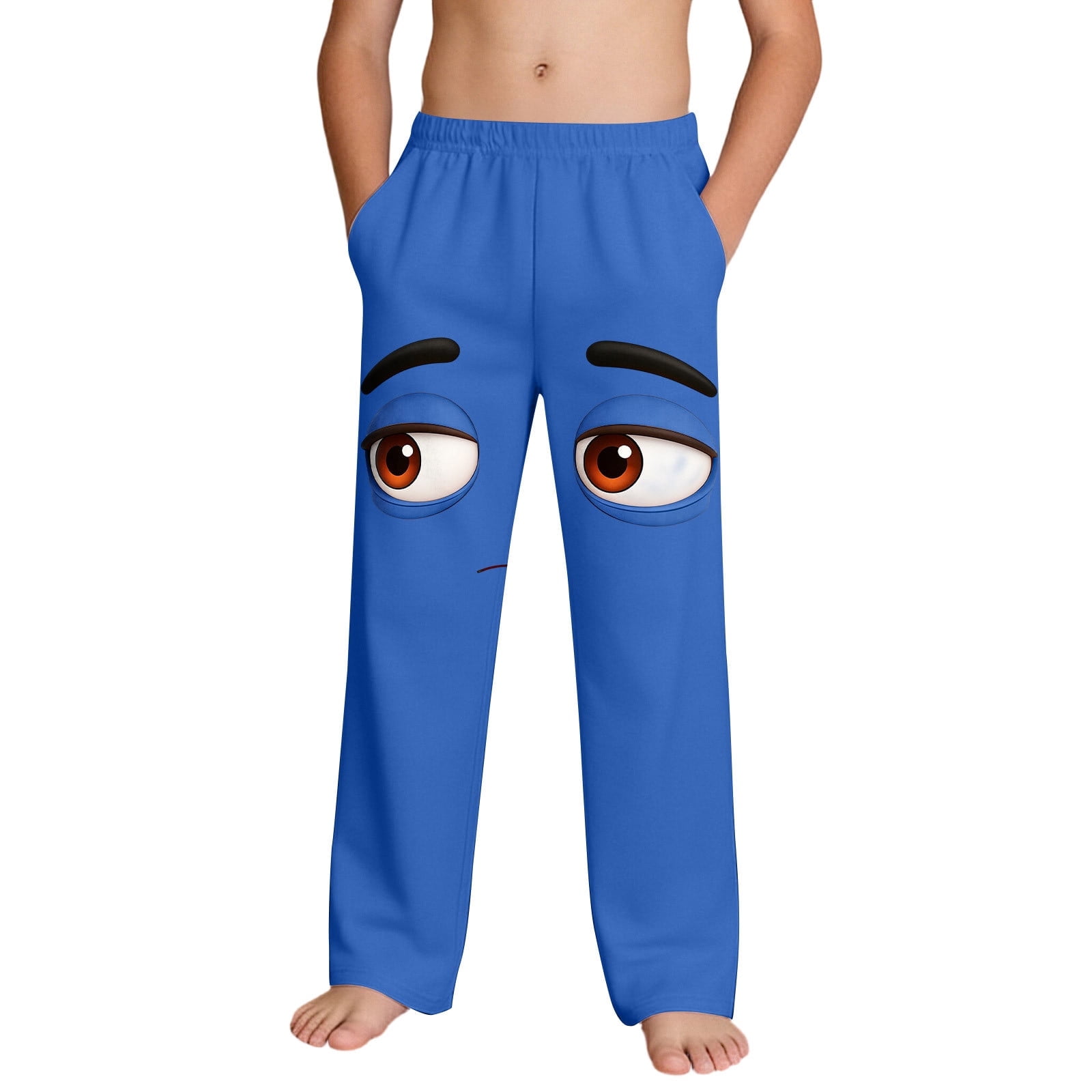 Lovzfmll Teen Boy s Pants Funny Face Elastic Waist Lounge Pants Full Length Casual Outfits for 13-14 Years