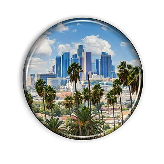 Los Angeles Skyline Magnet Strong And Flexible Los Angeles Skyline Refrigerator Magnet 1.1 Inch Epoxy Dome