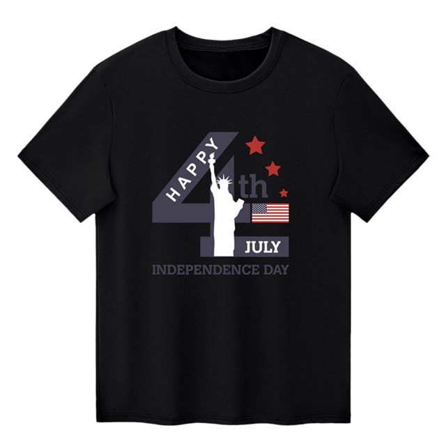 Gibobby Blusas De Niños Camiseta de manga corta con estampado de letras del Día de la independencia de verano para niños pequeños y niñas(Negro, 2-3 Años)