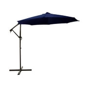 10' Off-Set Outdoor Patio Umbrella with Hand Crank - Navy Blue