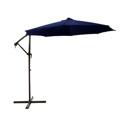 10' Off-Set Outdoor Patio Umbrella with Hand Crank - Navy Blue