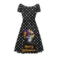 thumbnail image 2 of SCRAWLGOD Bird Dress for Women Casual Summer Midi Length Dress with Sleeves Elastic Pleated Dress for Women Summer Round Neck Midi Dress Casual for Happy Halloween Size L, 2 of 7