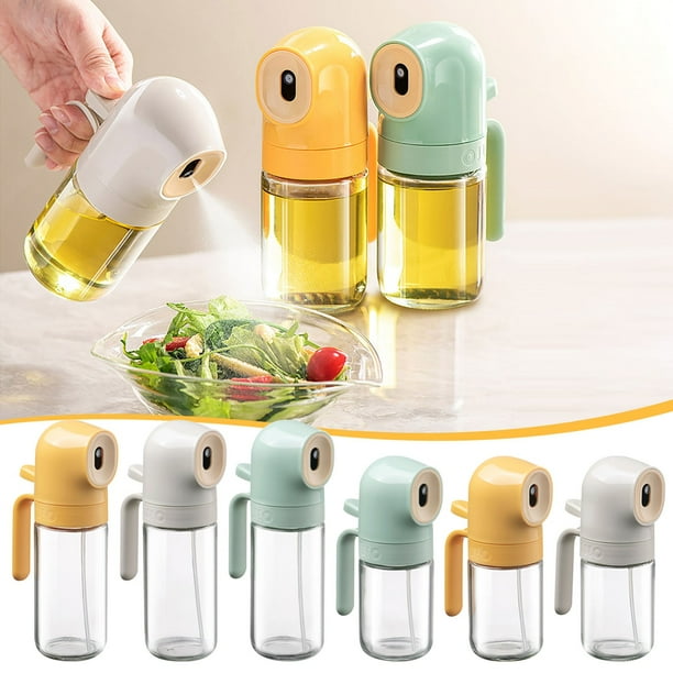 Botella de Vidrio con Pulverizador para Aceite - Dispensador de Condimentos de Cocina Antigoteo y a Prueba de Fugas de 180 Ml y 250 Ml con Boquilla Ajustable para Aceites de Cocina, Vinagres y Salsas