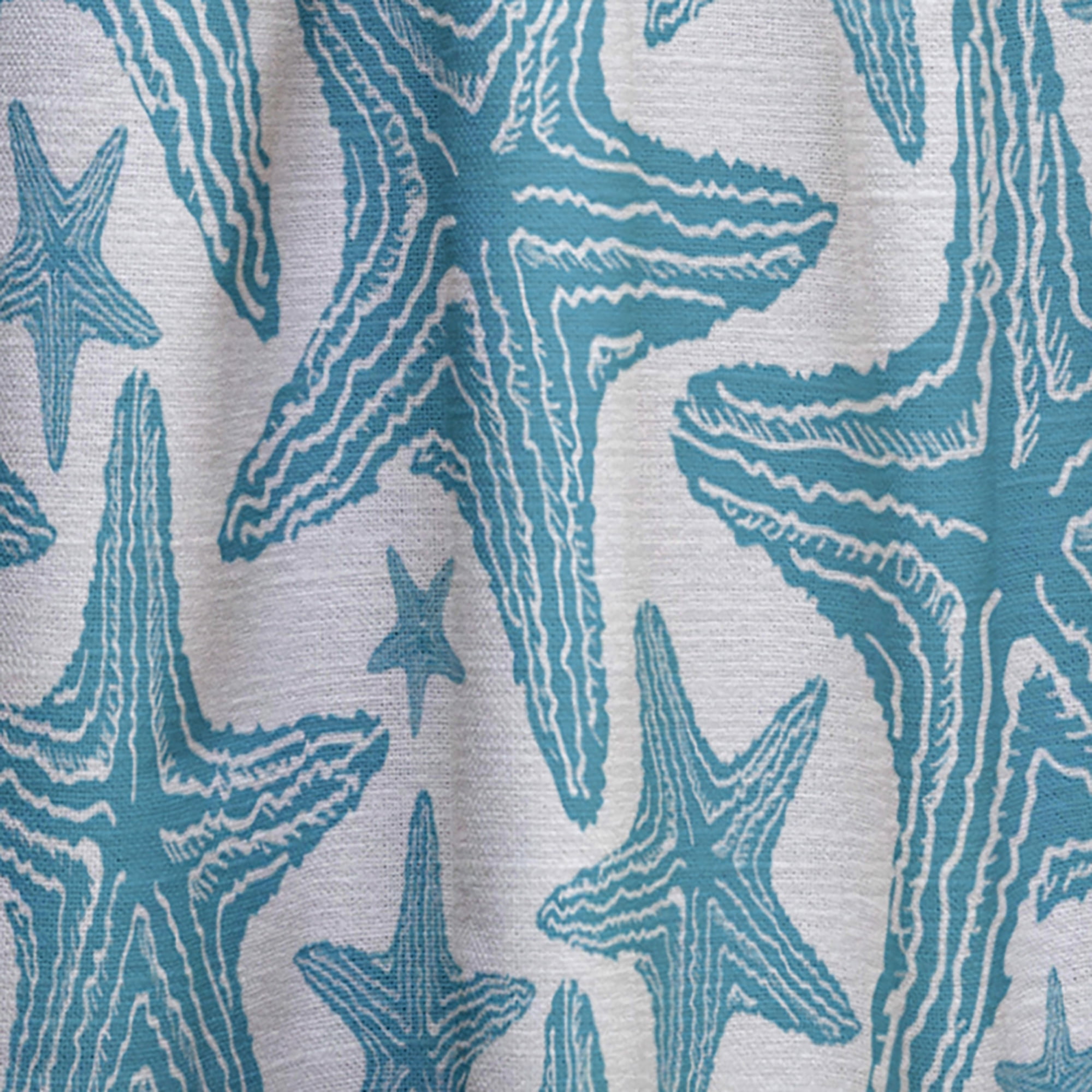 Designart 'Starfish Pattern of Blue ' Coastal Curtain Panel