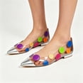 thumbnail image 3 of FSJ Women Pointed Toe Flats, Transparent PVC Slip On Shoes with Colorful Polka Dots, Low Heels for Casual Wear Size 10.5 Silver, 3 of 4