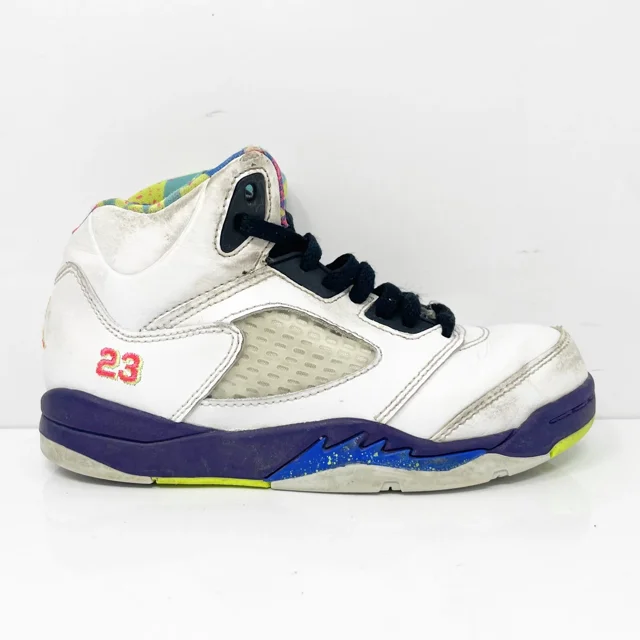 Ni - ke Ni - ke Boys Air Jordan 5 DB3026-100 White Basketball Shoes Sneakers Size 13.5C