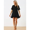 thumbnail image 3 of DARING DIVA Button Front Ruffle Hem Cover Ups Dress XL Black, 3 of 6