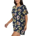 thumbnail image 3 of Womens Pajama Sets With Pocket, Sloth with Donuts Lounge Sets Short Sleeve Sleepwear PJ Sets for Women, 3 of 6