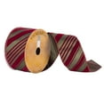 thumbnail image 1 of 2.5 in. x 10 Yard Moss Burgandy Velvet Stripe Wired Ribbon, 1 of 1