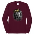 thumbnail image 2 of Wild Bobby, King Lion with Gold Crown Art, Animal Lover, Men Long Sleeve Shirt, Maroon, 3X-Large, 2 of 4