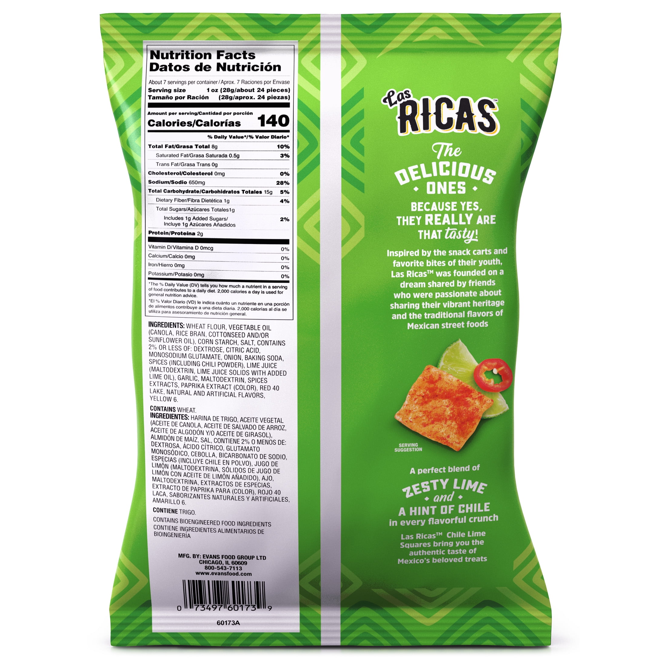 Las Ricas Chile and Lime Squares, 6.5oz Bag