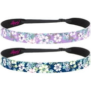 Hipsy Adjustable No Slip Wide Pastel Flowers Wide Headbands for Women (Navy & Purple)