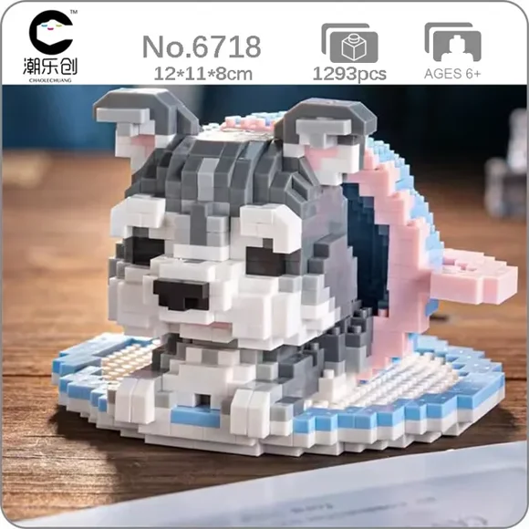 CLC-Mini taza de té para mascotas  perro Shiba Inu  caniche maltés  Schnauzer  Bichon Frise  Animal  Mini bloques de diamante  juguete de construcción sin caja