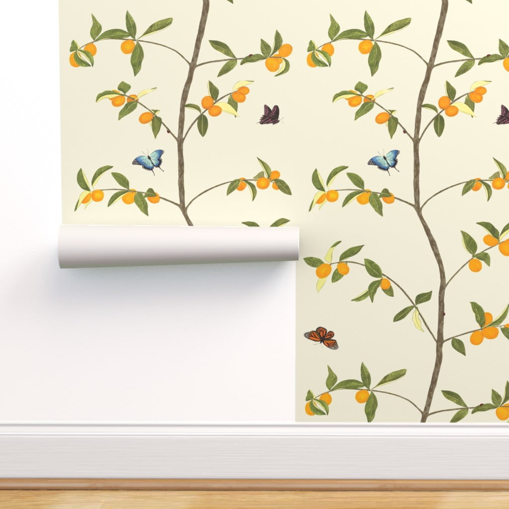Peel-and-Stick Removable Wallpaper Asian Kumquat Citrus Fruit Food Yellow - Walmart.com ...