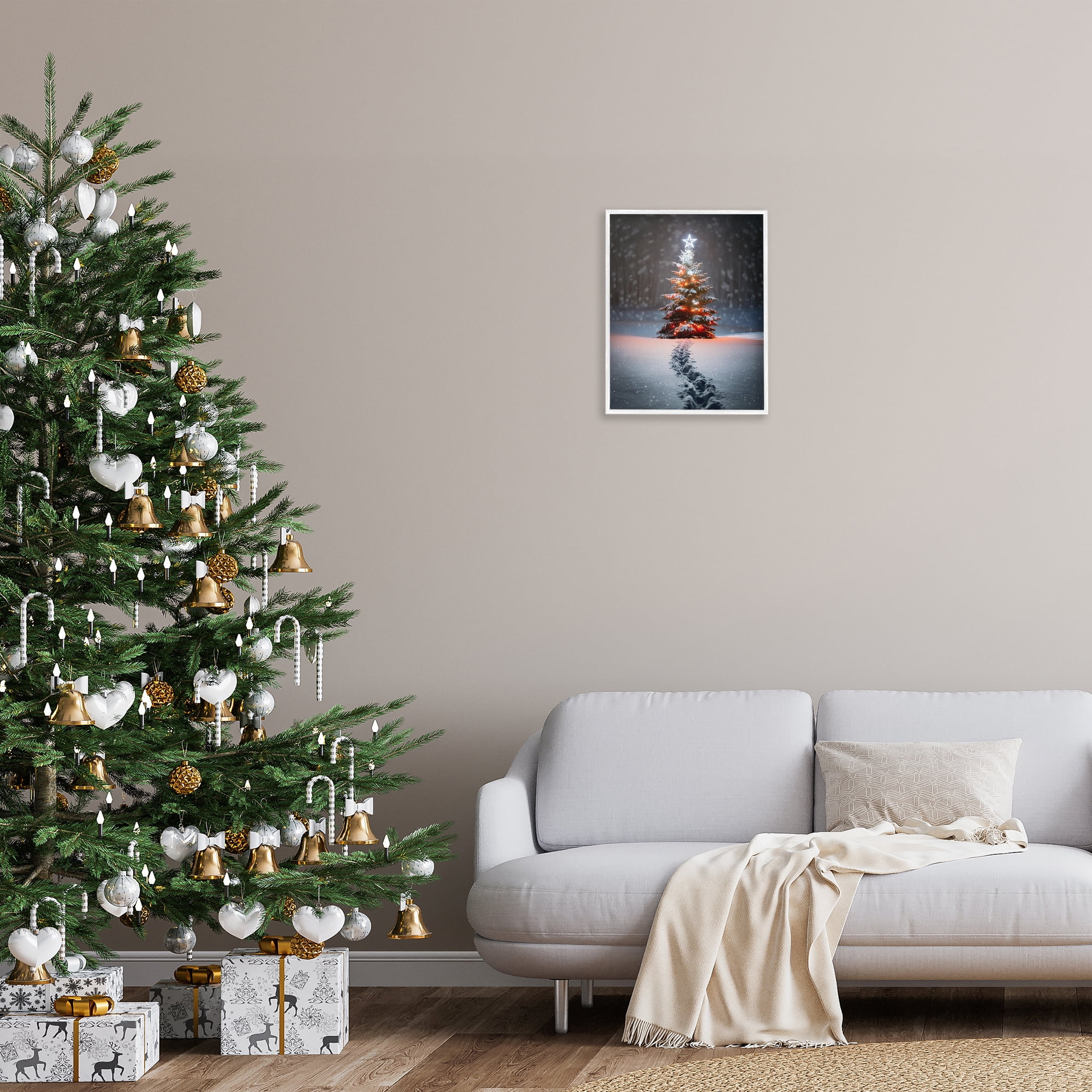 Stupell Industries Magic Moments Holiday Tree Holiday Photography White Framed Art Prints Wall Art, 16 x 20