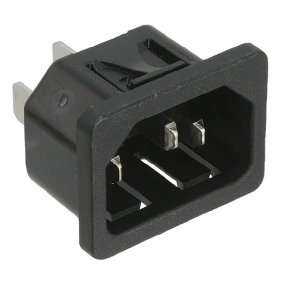 6100.4312 Power Entry Connector Receptacle, Male Blades IEC 320-C14 Panel Mount, Snap-In :RoHS