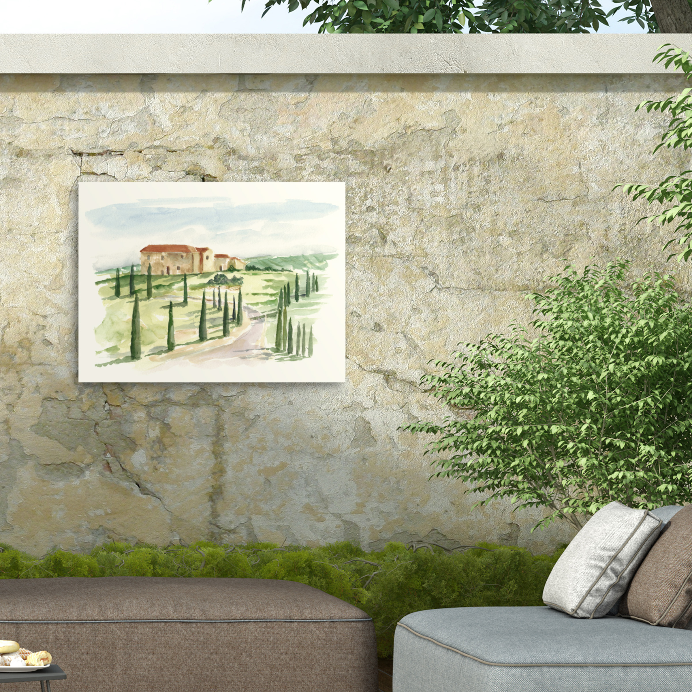 Ethan Harper 'Watercolor Tuscan VIlla I' Outdoor Canvas 24x24