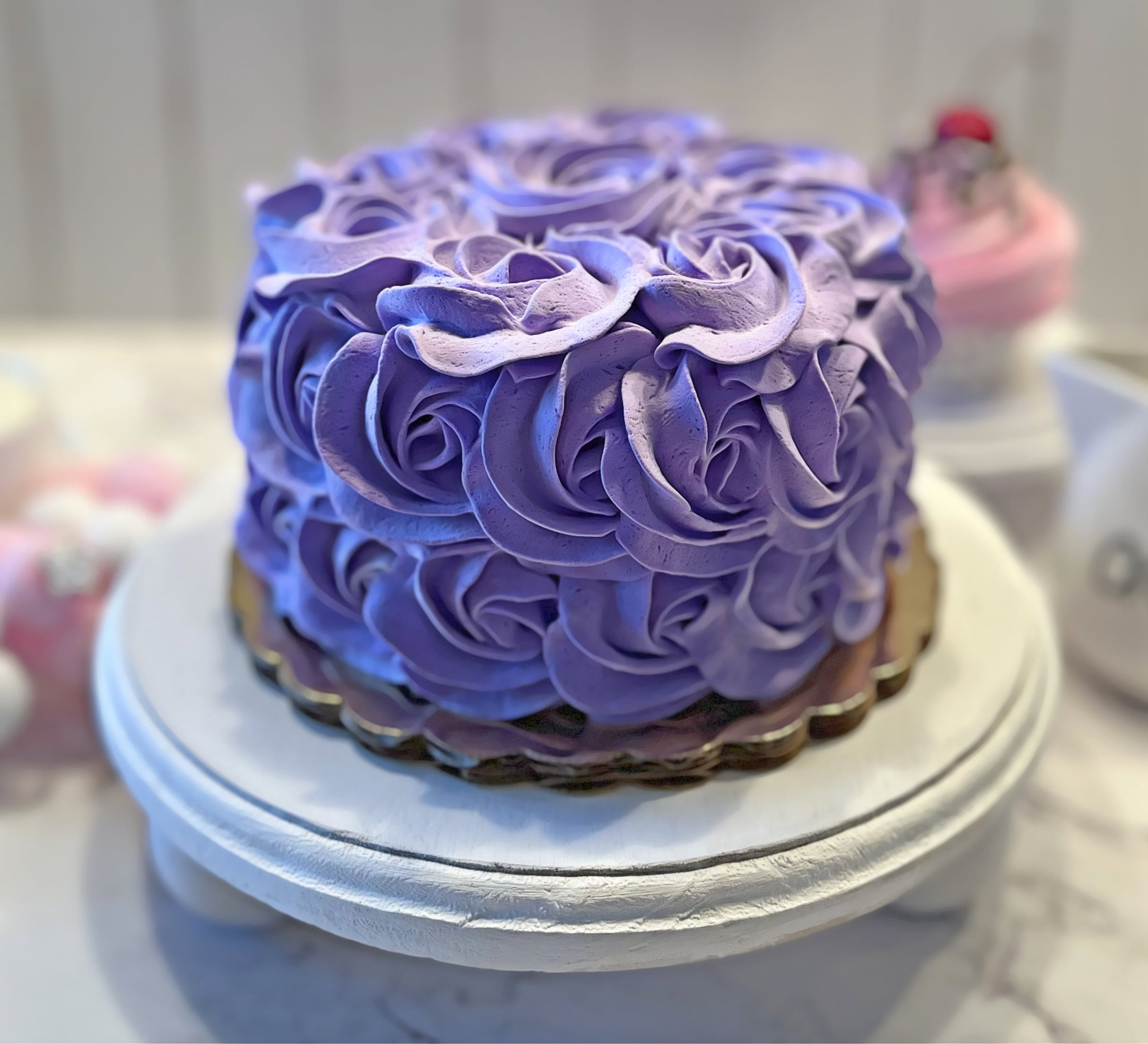 DEZICAKES Fake Cake Lavender Purple Rosette Cake Prop Decoration ...