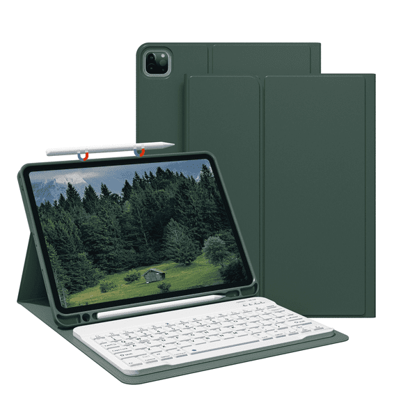 GKABXY for iPad Pro 11 inch Case 4th/3rd/2nd Generation (2022/2021/2020) Case with Keyboard, Detachable Bluetooth Keyboard, Pencil Holder, Auto Sleep/Wake, Green