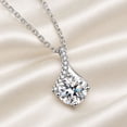 thumbnail image 3 of Women's Sparkling Round-Cut Pendant Necklace, White Copper Silver-Tone Clear Stone Necklace, Fashion Commuter Necklace for Women, 3 of 6