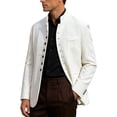 thumbnail image 4 of Fwqbns Men's Casual Blazer Jackets Long Sleeve Mandarin Collar Button Up Jacket Business Dress Sport Coats White, 4 of 9