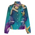 thumbnail image 5 of Jackets for Women Winter Coat Jackets Flannel Stand Collar Jacket(Ocean Life Abstract Art,Size:S-4XL), 5 of 7
