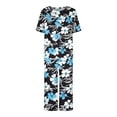 thumbnail image 3 of yievot Lounge Sets for Women Floral Printed Short Sleeve Shirts and Capri Pajamas Sets 2 Piece Sleepwear Loungewear, 3 of 5
